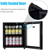 WANAI Compact Beverage Refrigerator, 100 Can Capacity, Glass Door, Black Stainless Steel