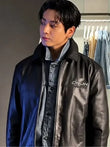 Jungkook CK JK Black Leather Jacket