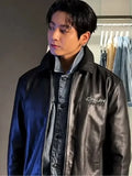 Jungkook CK JK Black Leather Jacket