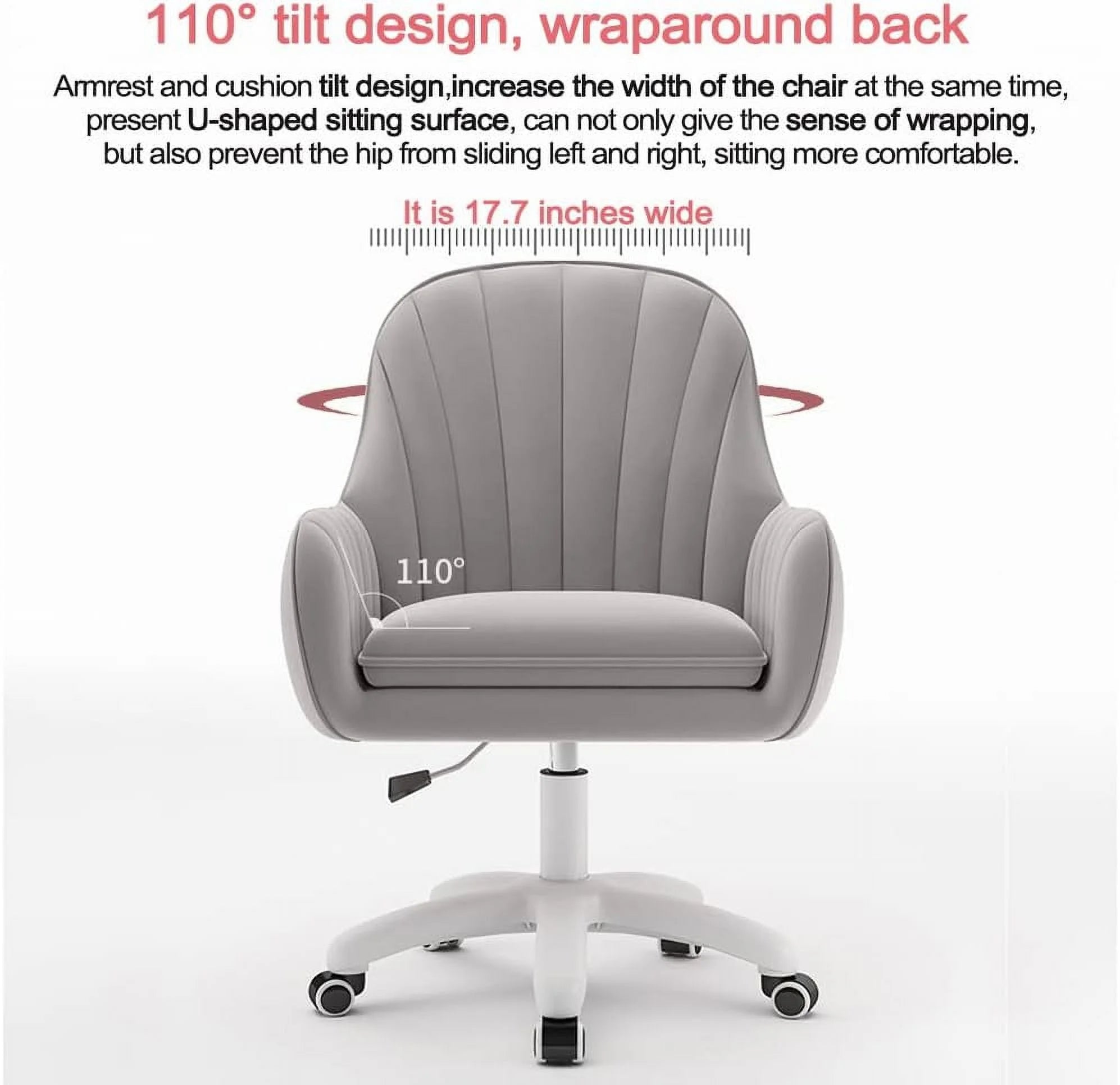Home Office Chair Computer Chair with Mid-Back Upholstered Modern Tufted Computer Task Chair Swivel Height Adjustable Velvet Accent Chair.��White��