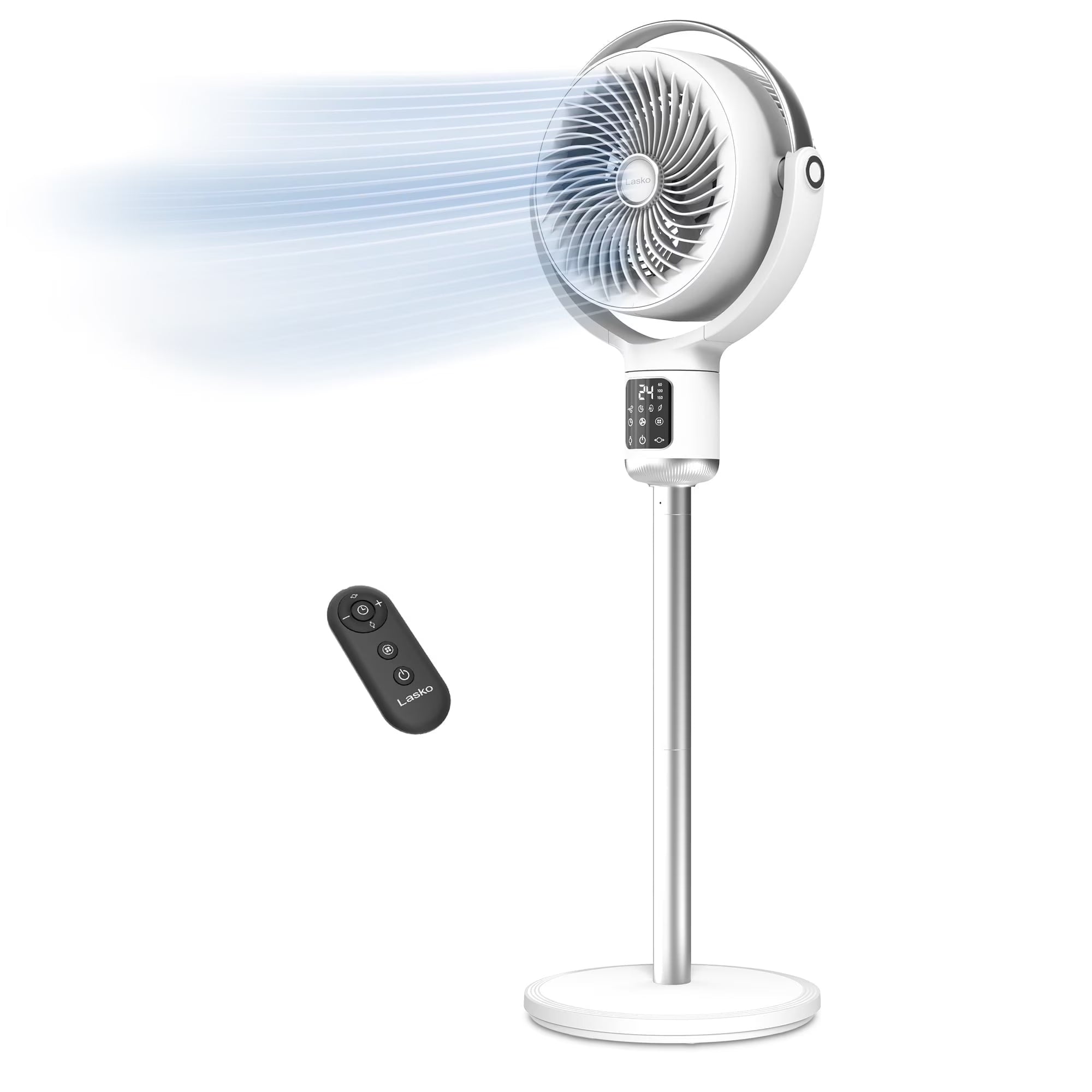 Whirlwind 7 24-Speed Orbital Motion 25ft/s Airflow Remote Control Pedestal Fan, APDC301