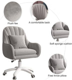 Home Office Chair Computer Chair with Mid-Back Upholstered Modern Tufted Computer Task Chair Swivel Height Adjustable Velvet Accent Chair.��White��