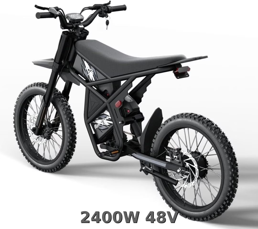 2000W Electric Dirt Bike for Adults Ridingtimes GT73 UL2849,Brushless Hub Motor,18.2AH*2 Electric Bike with 25\" tires digital screen Carbon Steel,Black