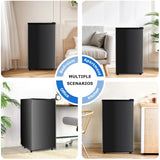 Beddle Mini Fridge with Freezer 3.2 Cu.ft Small Refrigerator for Dorm Bedroom, Compact Refrigerators Single Door Adjustable Thermostat Low Noise,Silver