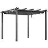 10'x10' Aluminum Pergola, Outdoor with Retractable Sun Shade Canopy, Ideal for Patio, Garden, Deck, Backyard - Gray