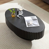 FFH 43.7 inch Oval Coffee Table for Living Room,Handcraft Rustic Corner Coffee Table Nature Wood Relief Sturdy Pedestal for Apartmen,Side Table Centre Table,Nature Wood