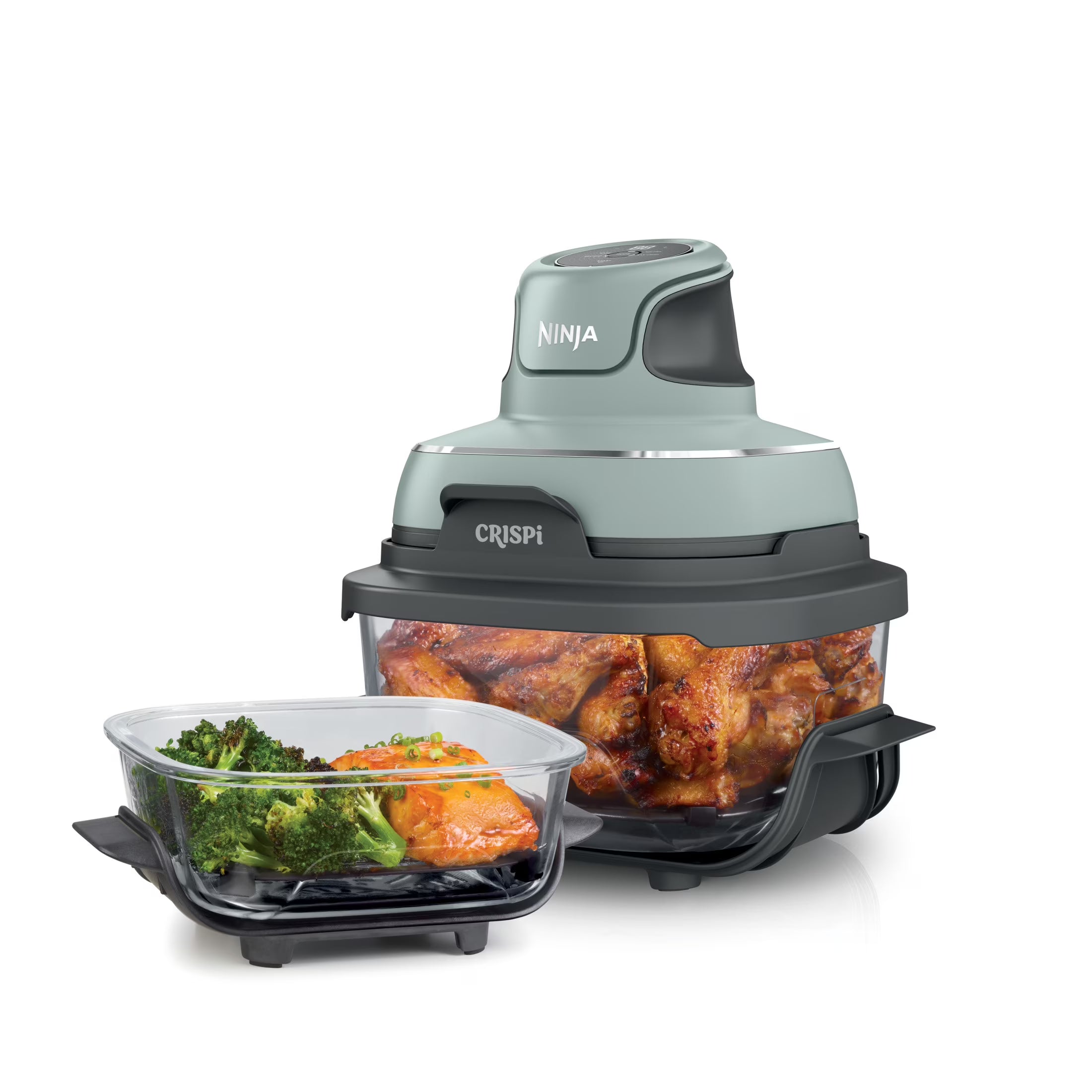 Ninja Crispi 4-in-1 Portable Glass Air Fryer Cooking System, 4-Qt & 6-Cup Containers, Cyberspace
