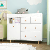 OXYLIFE 45" Baby Nursery Changing Table Dresser with 4 Drawers and Shelf for Nursery Room, White