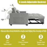Convertible Sofa Bed,3-in-1 Sleeper Sofa with Pull Out Bed,Velvet Highly Elastic Sponge Futon Couch Loveseat with Adjustable Backrest and 2 Pillows for Living Room,Gray
