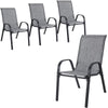 Set of 4 Patio Dining Chairs, Textilene Outdoor Stacking Chairs for Poolside, Backyard, Garden