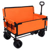 3-in-1 Collapsible Wagon Cart with Bench Seat, 500lbs Convertible Heavy Duty Utility Wagon with Flexible Handle, All-Terrain Folding Grocery Cart with Wheels for Shopping, Camping, Orange
