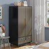 Armoire Wardrobe Closet, Closet Wardrobe Cabinet with Drawers and Hanging Rail for Bedroom, White