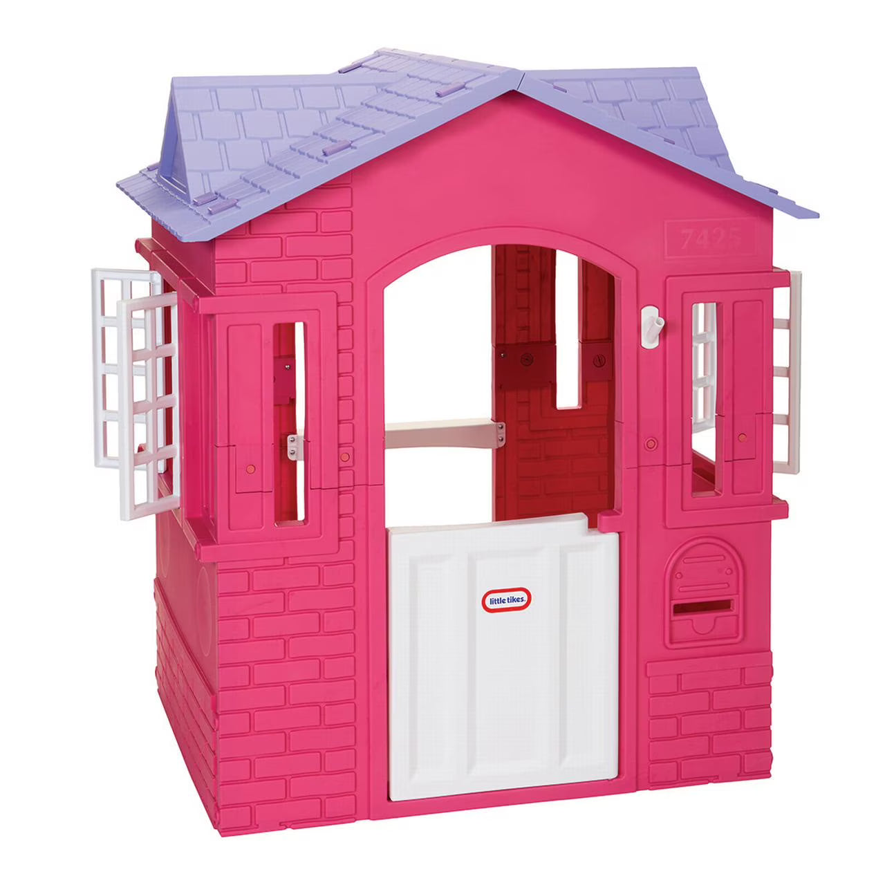 Cape Cottage House, Pink - Pretend Playhouse with Working Doors, Window Shutters, and Flag Holder, for Kids 2-8 Years Old