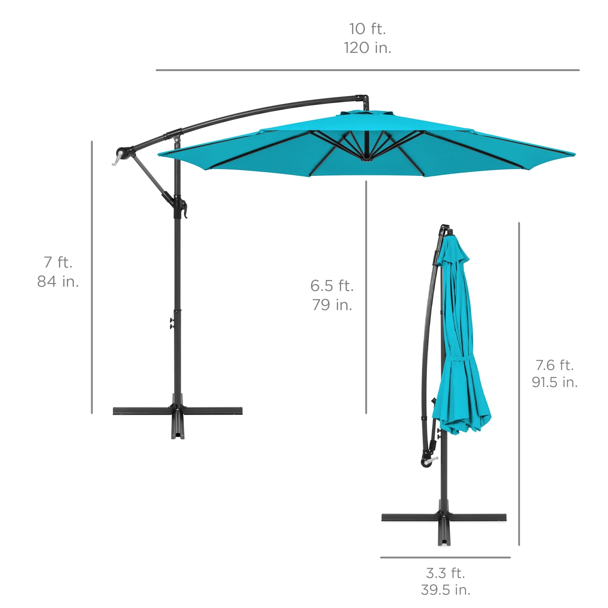 Best Choice Products 10ft Offset Hanging Outdoor Market Patio Umbrella w/ Easy Tilt Adjustment - Tan
