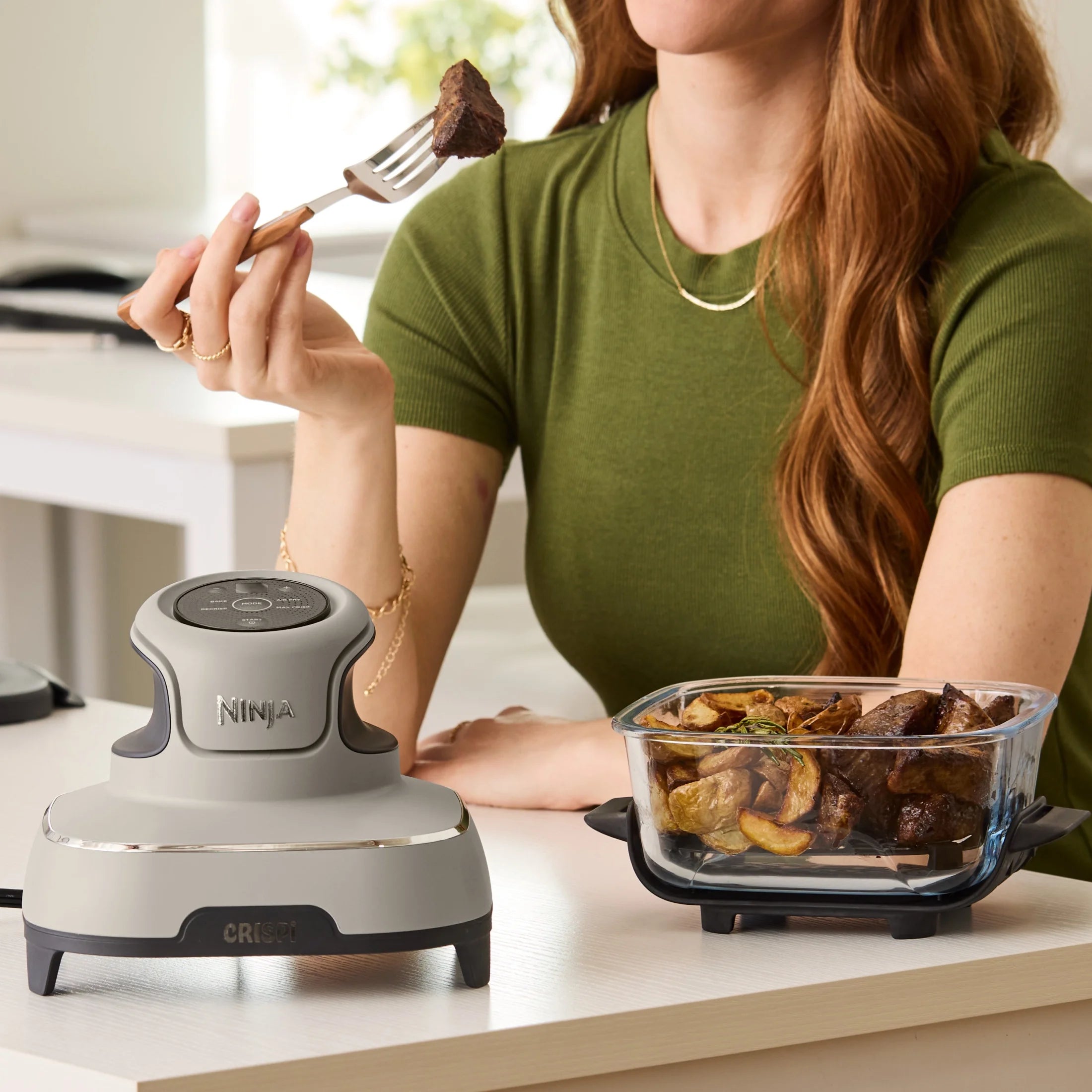 Ninja Crispi 4-in-1 Portable Glass Air Fryer Cooking System, 4-Qt & 6-Cup Containers, Cyberspace