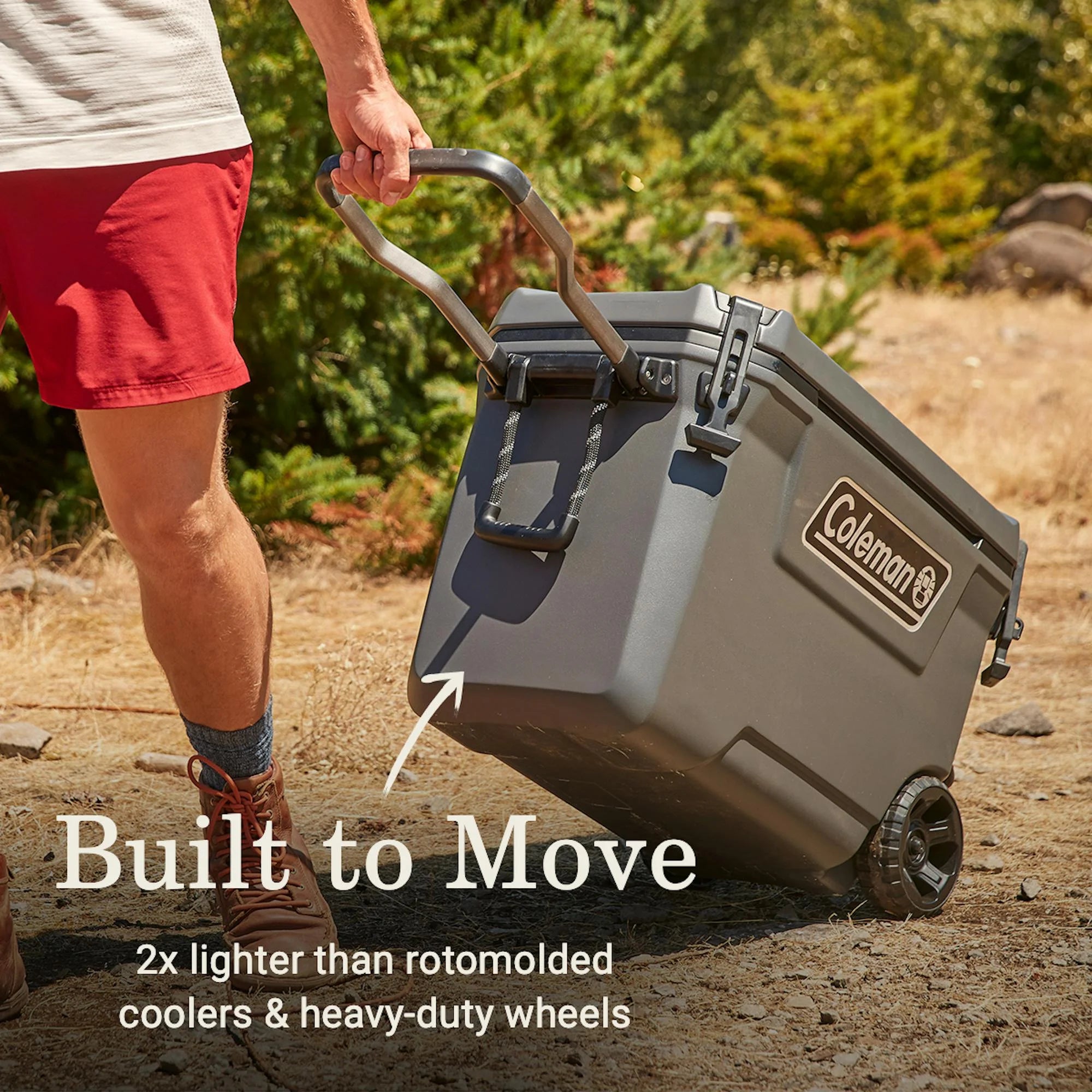 Coleman Convoy Series 65-Quart Hard Cooler with Wheels, up to 48 Cans, Brown Walnut Color