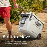 Coleman Convoy Series 65-Quart Hard Cooler with Wheels, up to 48 Cans, Brown Walnut Color