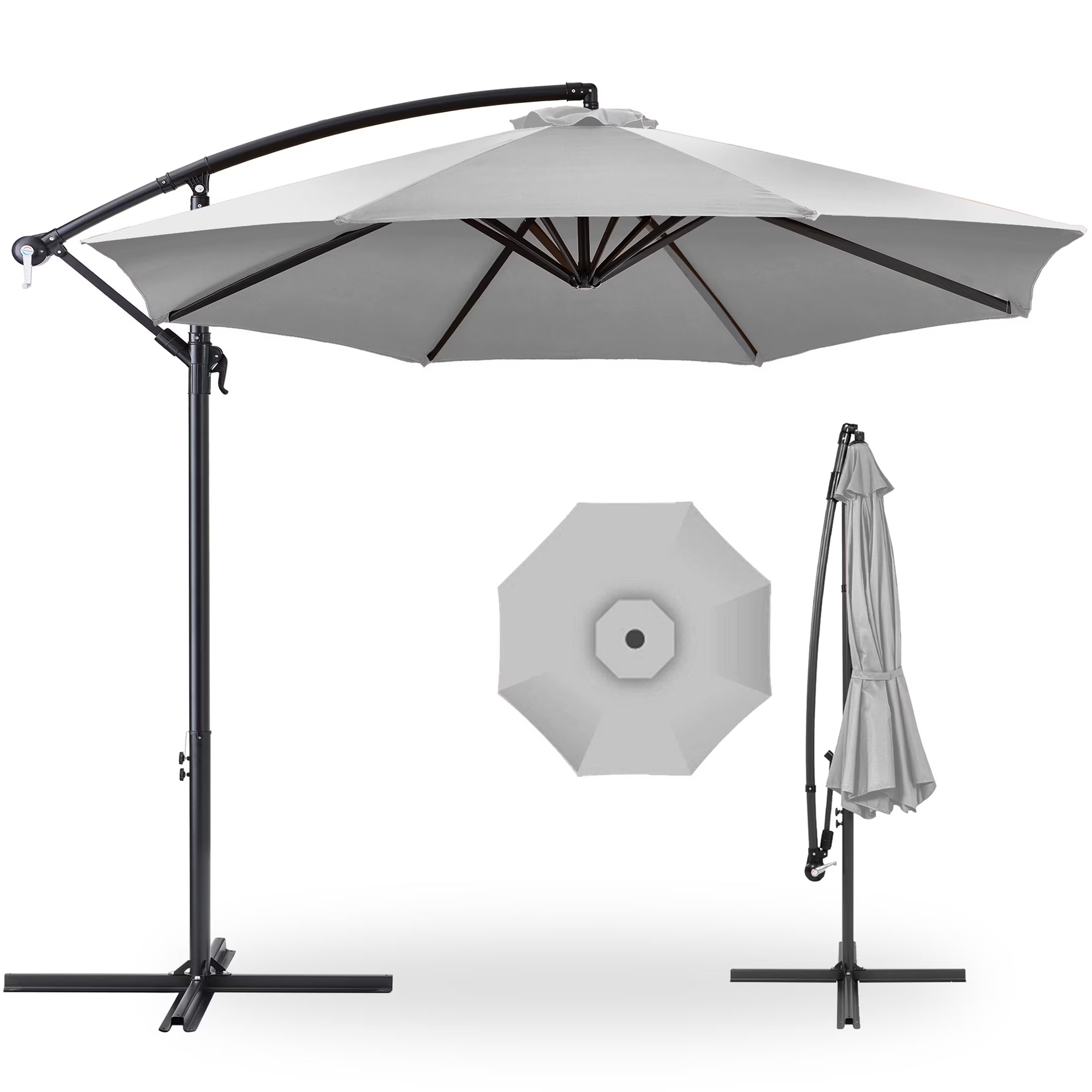 Best Choice Products 10ft Offset Hanging Outdoor Market Patio Umbrella w/ Easy Tilt Adjustment - Tan