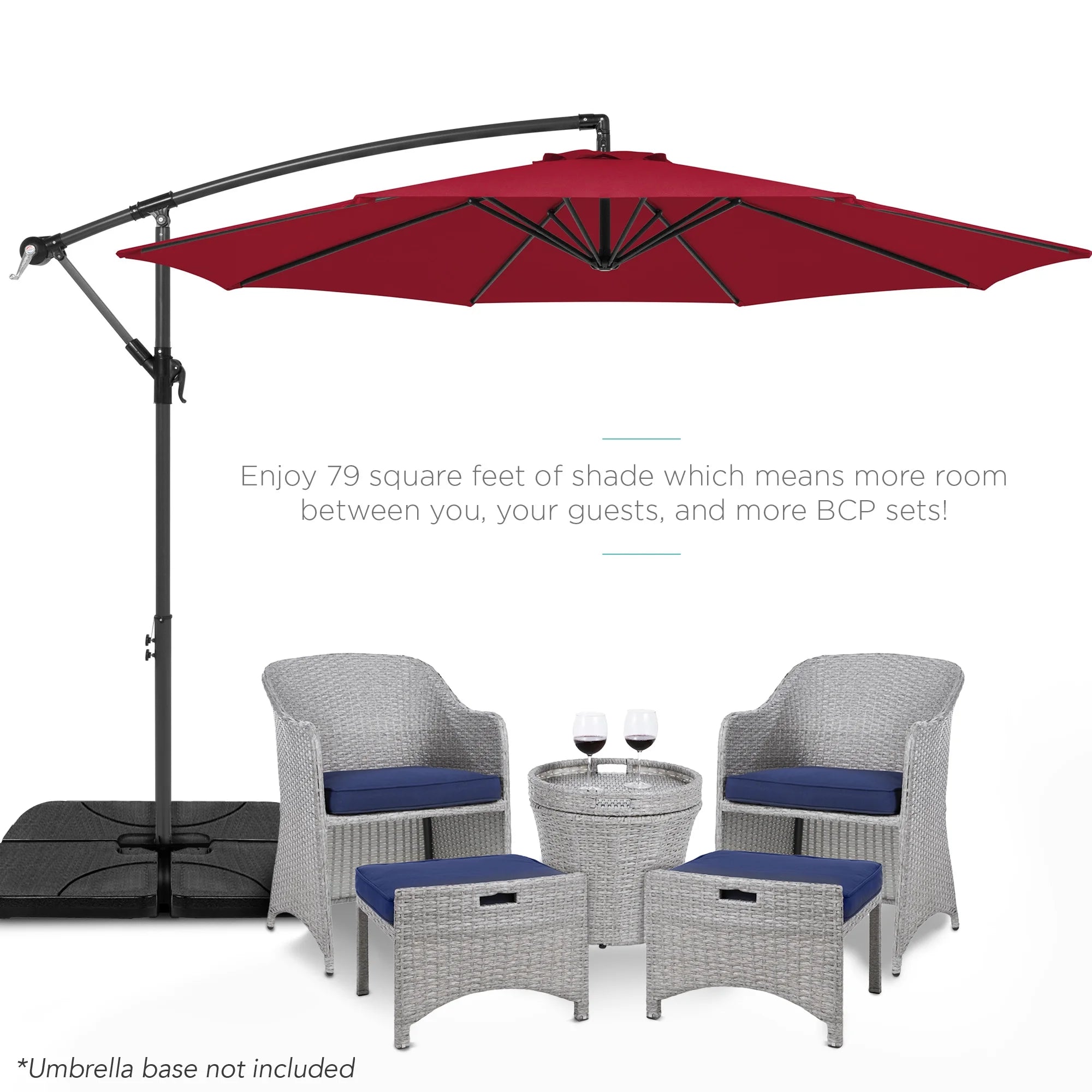 Best Choice Products 10ft Offset Hanging Outdoor Market Patio Umbrella w/ Easy Tilt Adjustment - Tan