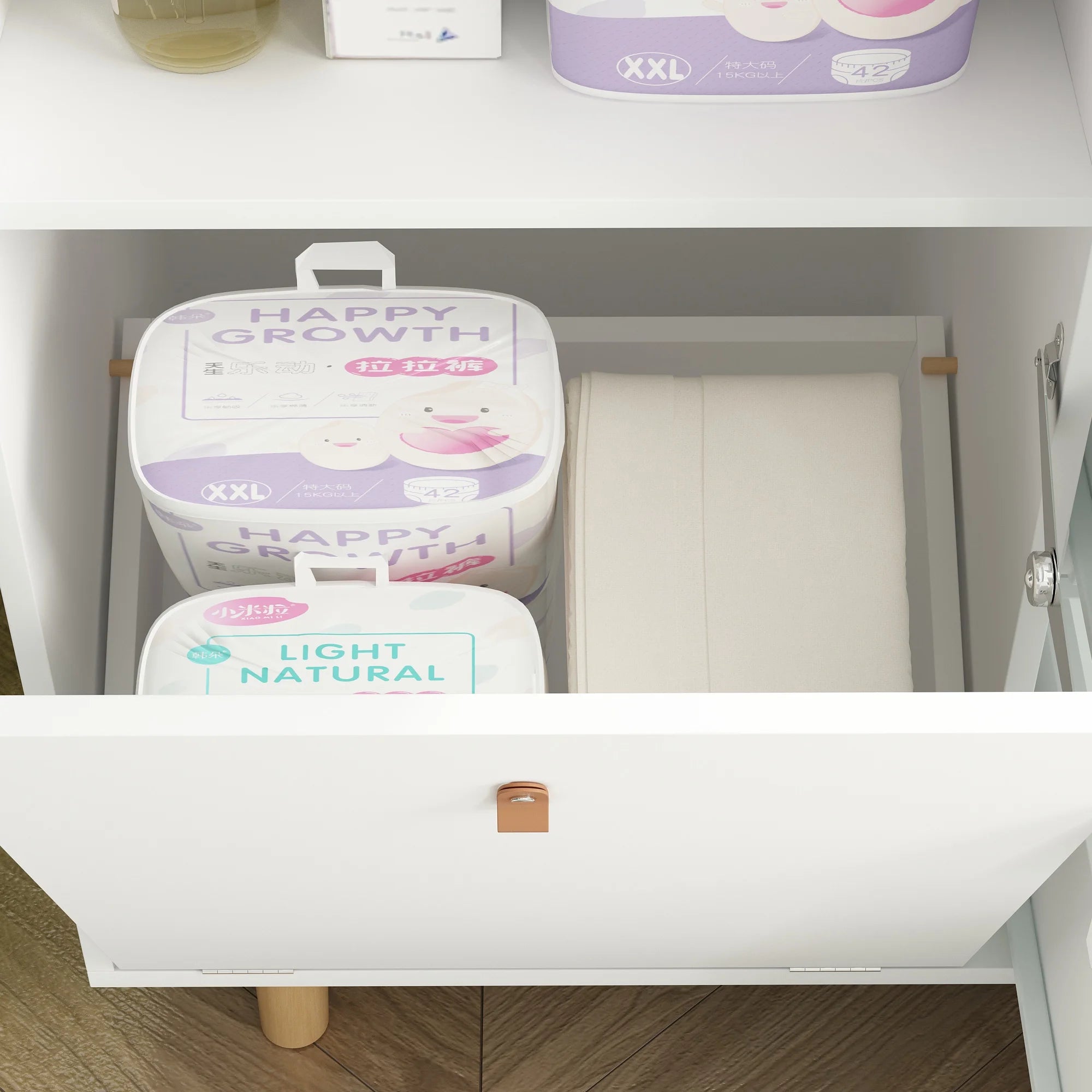 OXYLIFE 45" Baby Nursery Changing Table Dresser with 4 Drawers and Shelf for Nursery Room, White