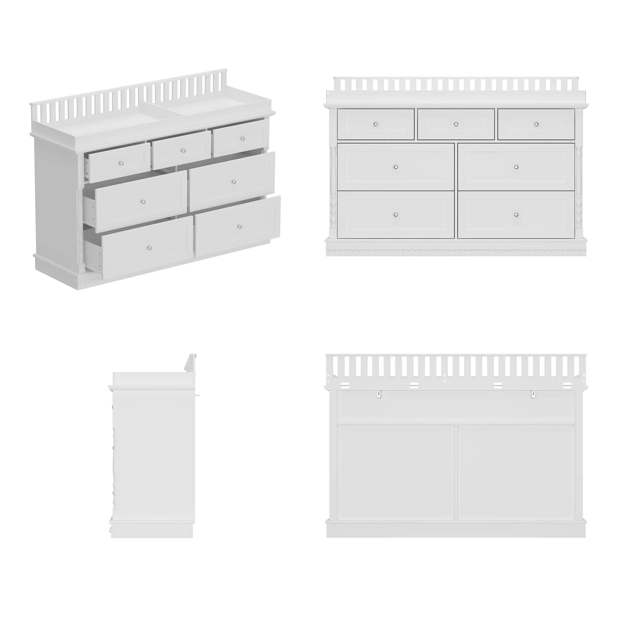 OXYLIFE 45" Baby Nursery Changing Table Dresser with 4 Drawers and Shelf for Nursery Room, White