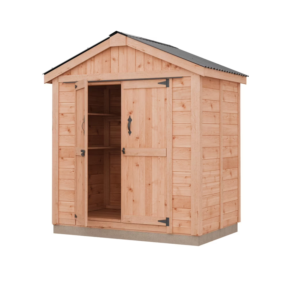 6x4 Western Red Cedar Space Master Shed Double Door with Cedar Roof