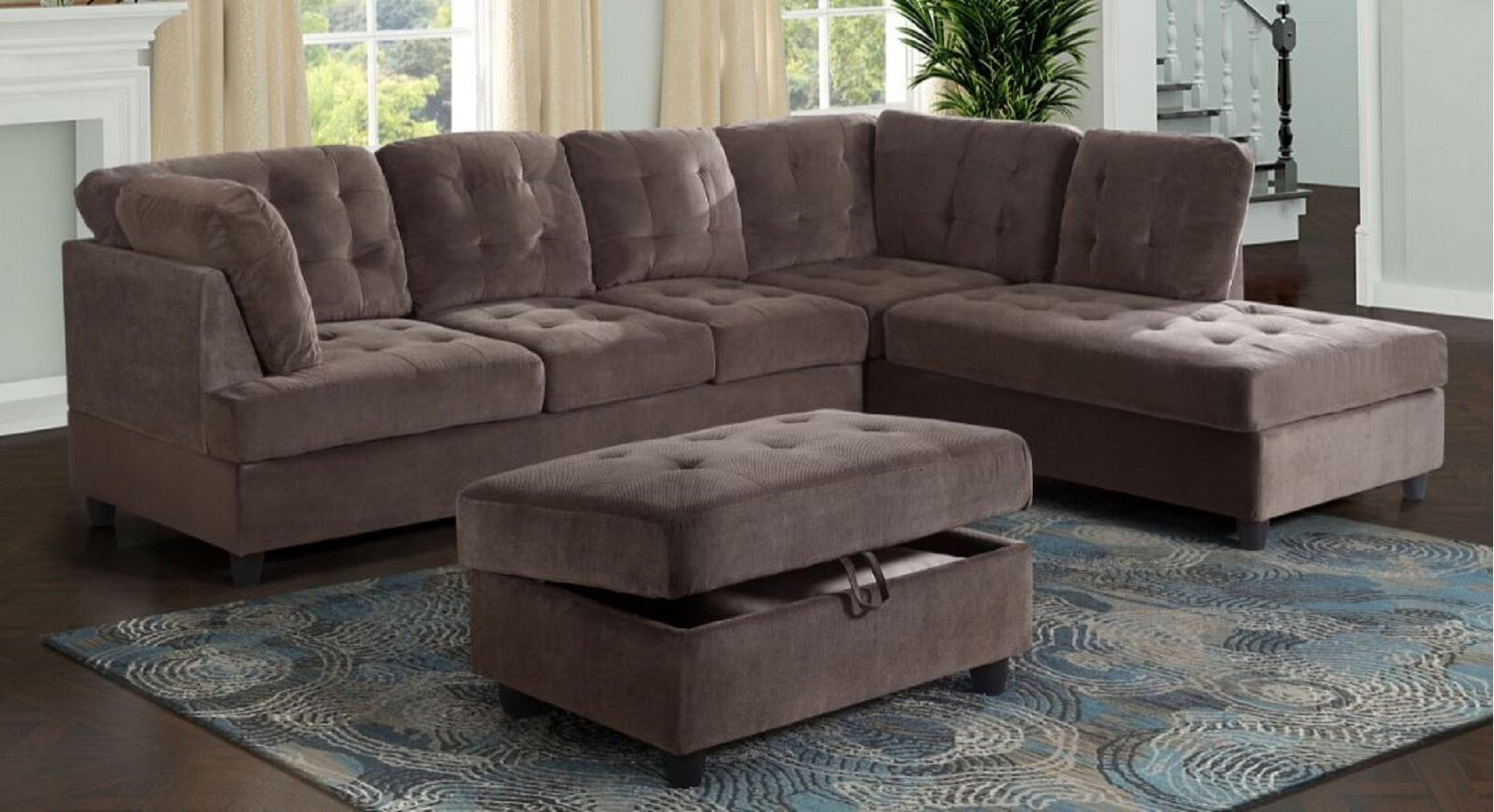 Harlee 112" Wide Corner Sectional with Ottoman