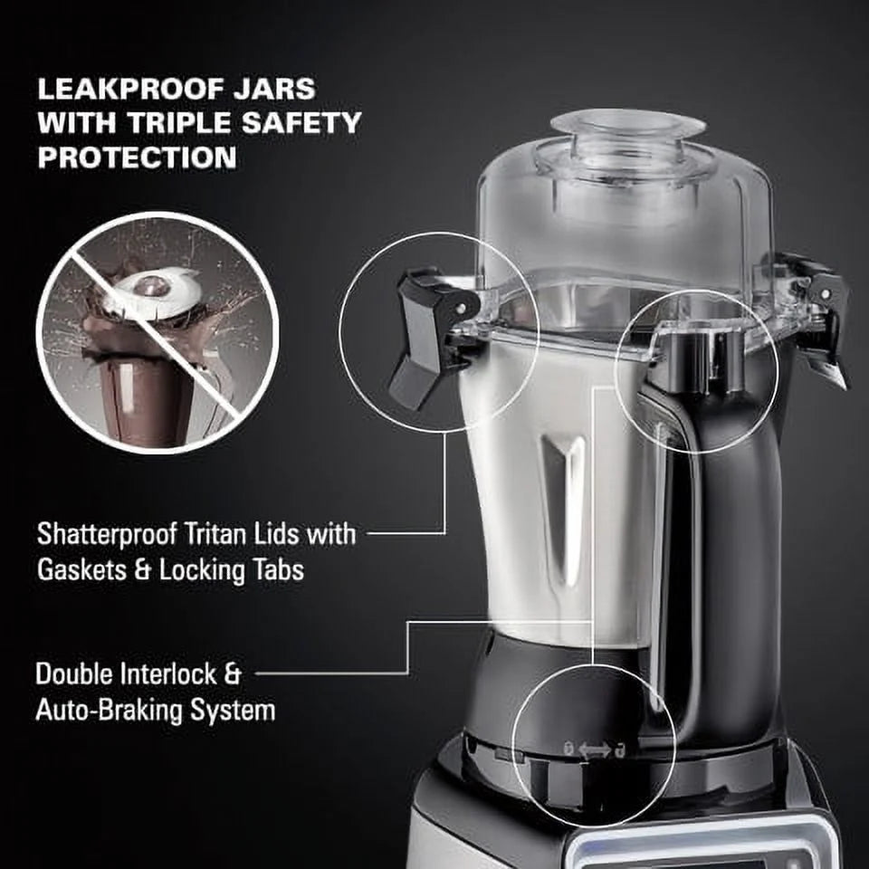 Hamilton Beach Professional 2.2 HP 120V Juicer Mixer Grinder with 3 Stainless Steel Jars, 1.5 Liters, Model 58770