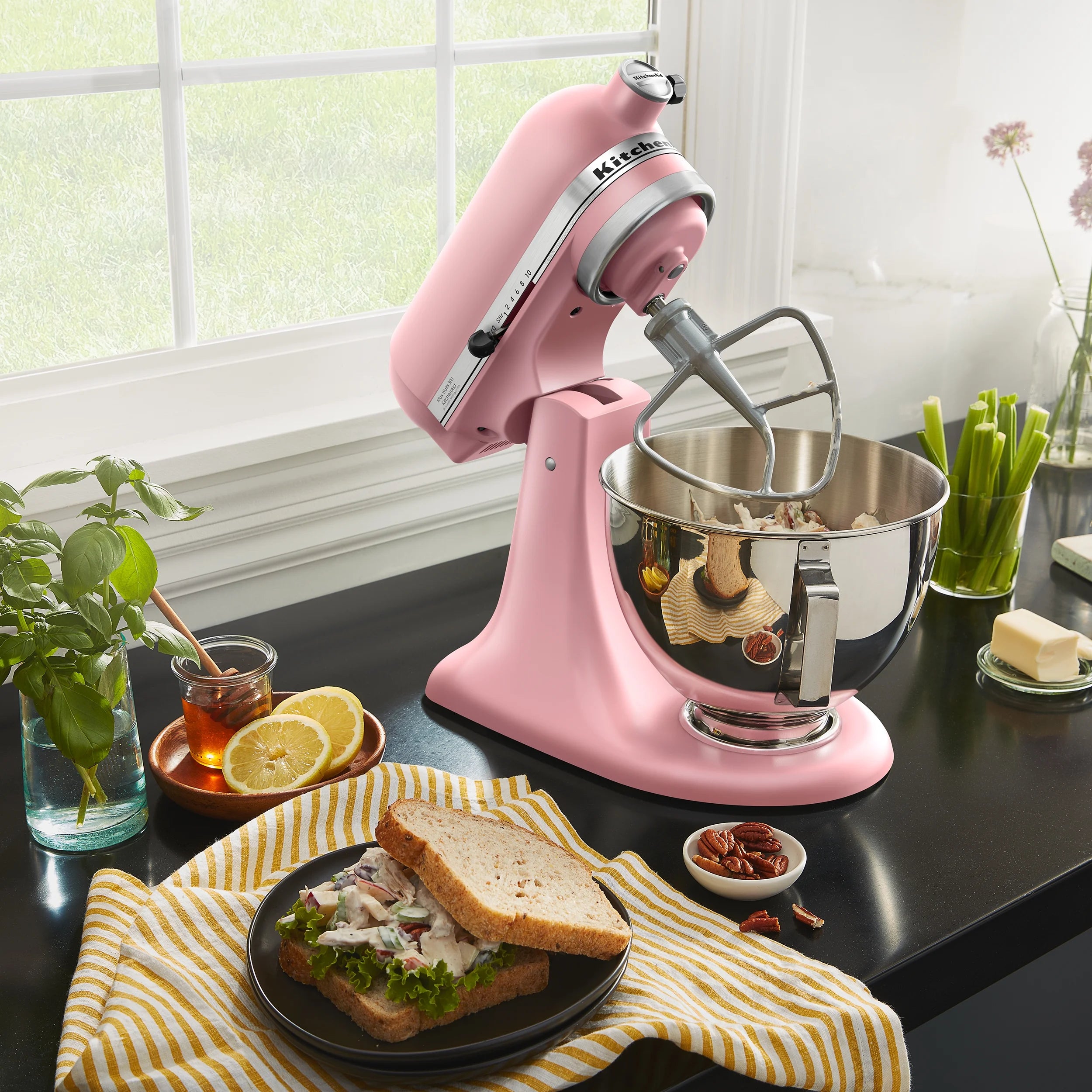 KitchenAid Deluxe Series 4.5 Quart Tilt-Head Stand Mixer with Stainless Bowl, Contour Silver, KSM97CU