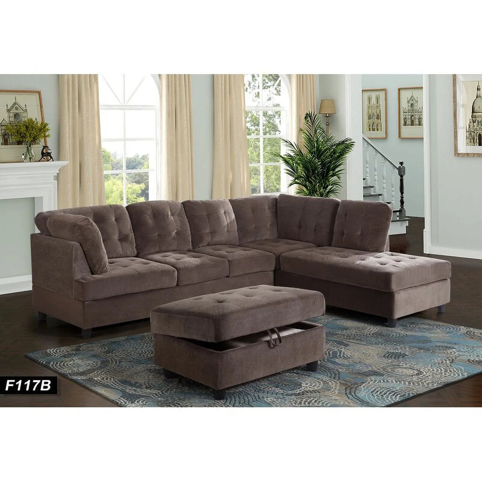 Harlee 112" Wide Corner Sectional with Ottoman