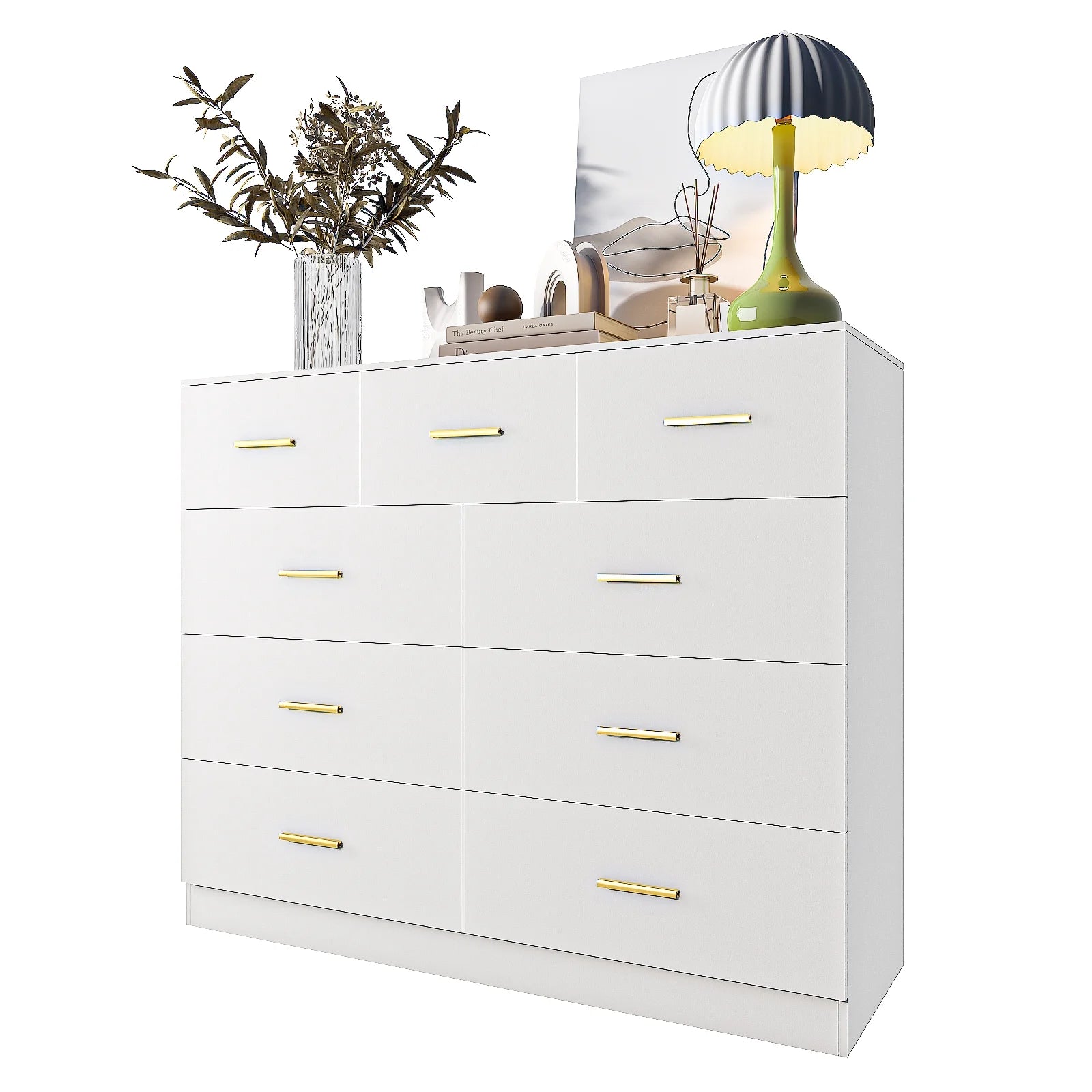 Ktaxon 6 Drawer Double Dresser Wood Dresser Storage Cabinet Drawer Organizer Chest Of Drawers, White