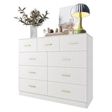 Ktaxon 6 Drawer Double Dresser Wood Dresser Storage Cabinet Drawer Organizer Chest Of Drawers, White