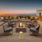 3 Pieces Wicker Patio Set Outdoor Chair Set with Glass Table Rattan Chair Modern Bistro Set for Porches and Patios, Grey Cushion