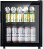 WANAI Compact Beverage Refrigerator, 100 Can Capacity, Glass Door, Black Stainless Steel