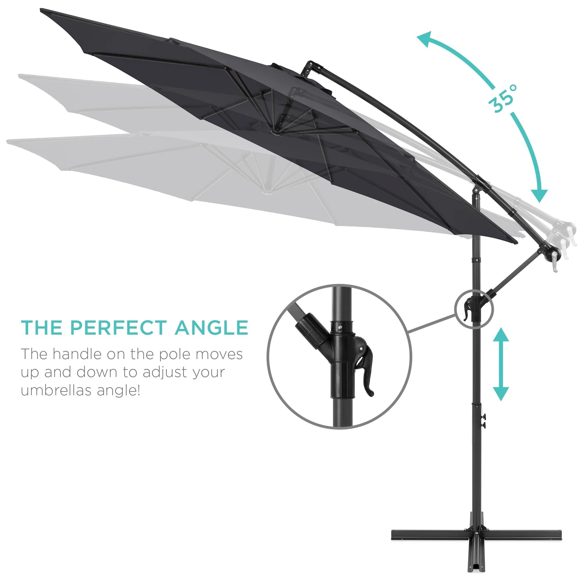 Best Choice Products 10ft Offset Hanging Outdoor Market Patio Umbrella w/ Easy Tilt Adjustment - Tan