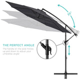Best Choice Products 10ft Offset Hanging Outdoor Market Patio Umbrella w/ Easy Tilt Adjustment - Tan