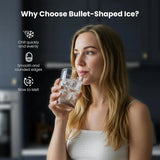 Moifoi Ice Maker Countertop, 26 lbs/24 H, 8 Pcs Ice  in 6 Mins, Portable Ice Maker Machine with Self-Cleaning, Interior Lighting,  2 Sizes Bullet Ice, Black