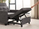 Convertible Futon Sofa Bed, 3-in-1 Multi-Functional Sleeper Chair Bed with USB Ports, Adjustable Backrest Recliner,for Living Room Bedroom Small Space, Tech Cloth, Dark Grey