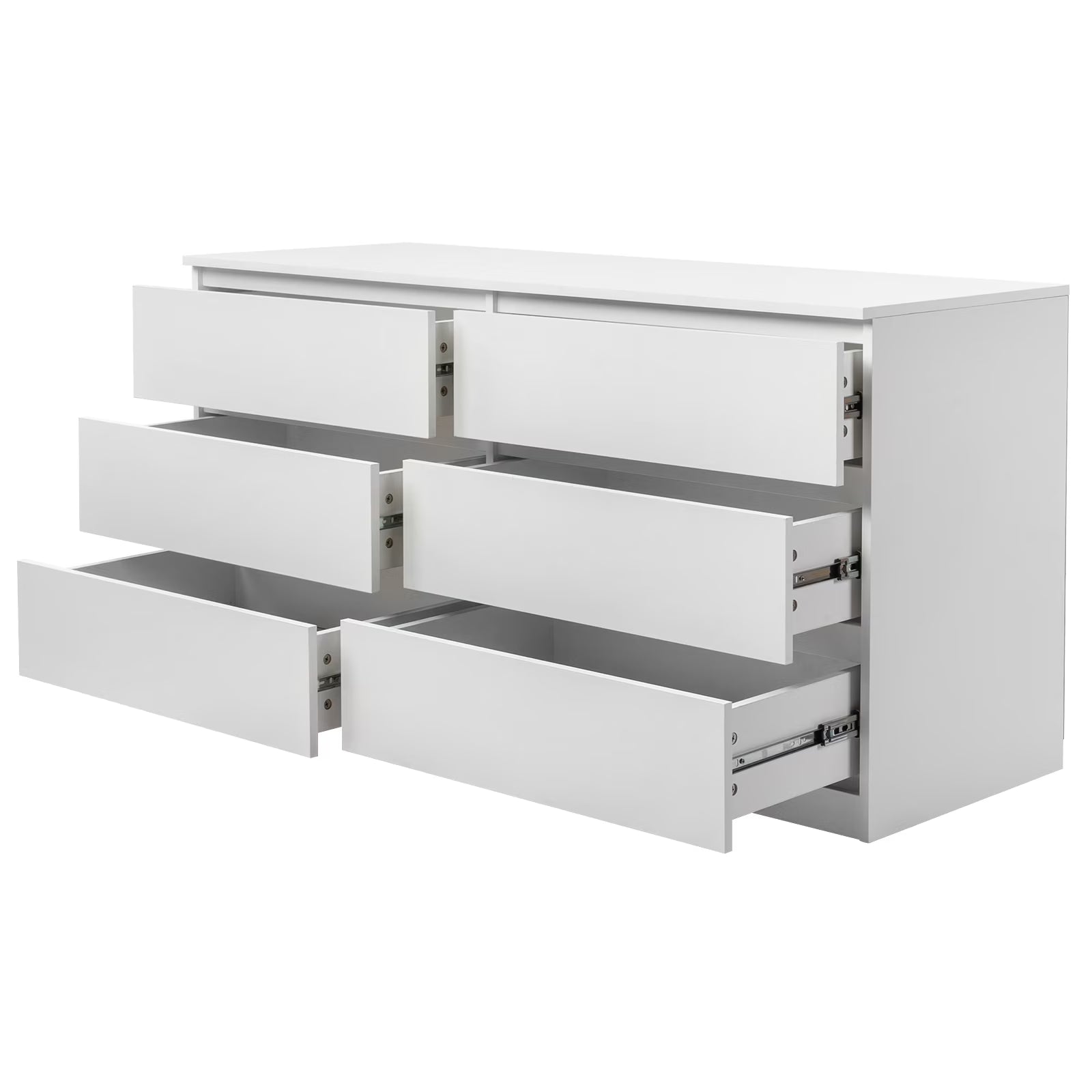 Ktaxon 6 Drawer Double Dresser Wood Dresser Storage Cabinet Drawer Organizer Chest Of Drawers, White