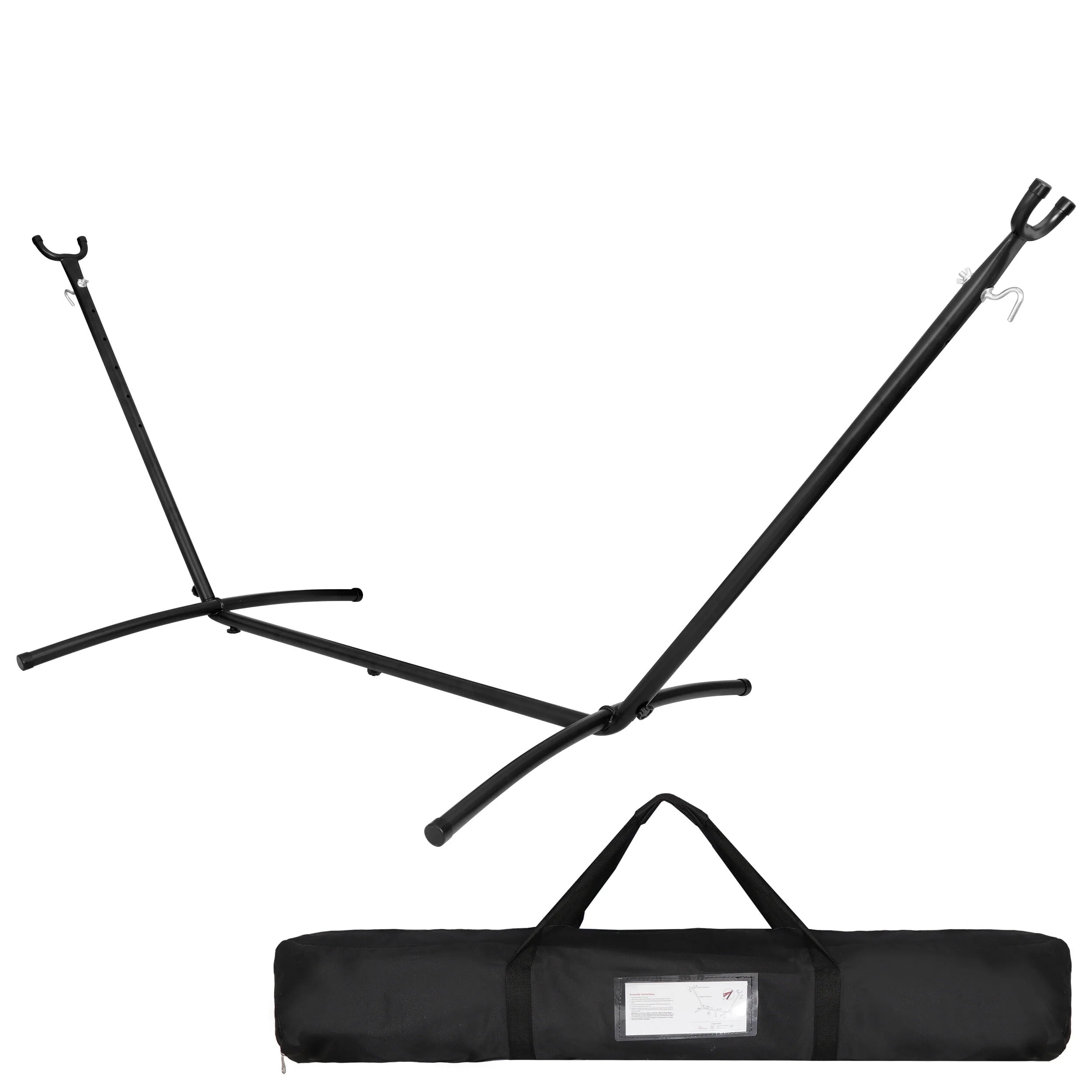 ZenSports 450lbs Adjustable 9FT Double Steel Hammock Stand Frame W/Portable Carry Bag, Black