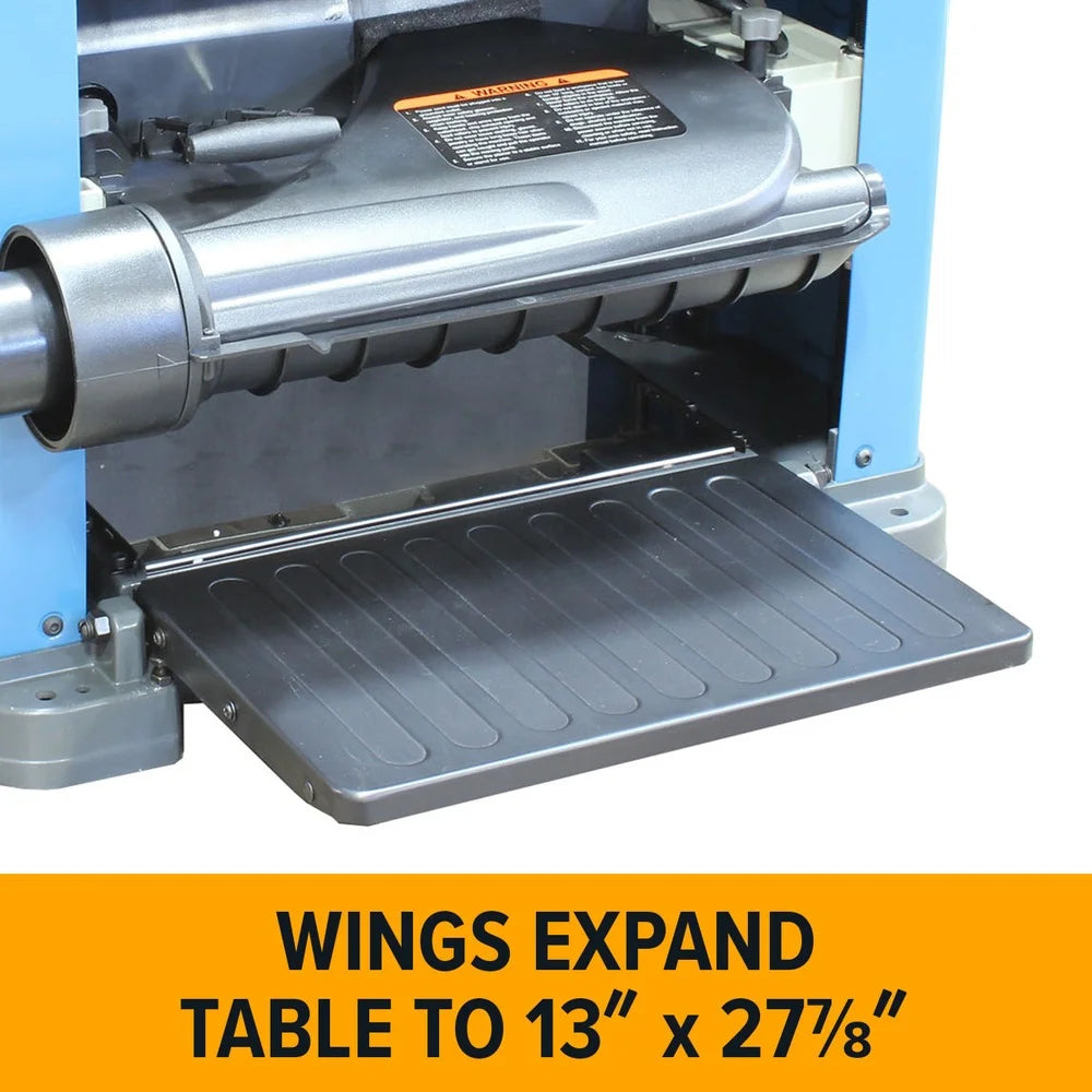 Baileigh Industrial BA9-1020164 IP-1306 15 Amp 2 HP 10000 RPM Spiral Cutterhead with 26 Carbide Inserts 6 in. Max Height Expandable Table Dual Dust Ports 13 in. Benchtop Planer