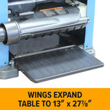 Baileigh Industrial BA9-1020164 IP-1306 15 Amp 2 HP 10000 RPM Spiral Cutterhead with 26 Carbide Inserts 6 in. Max Height Expandable Table Dual Dust Ports 13 in. Benchtop Planer