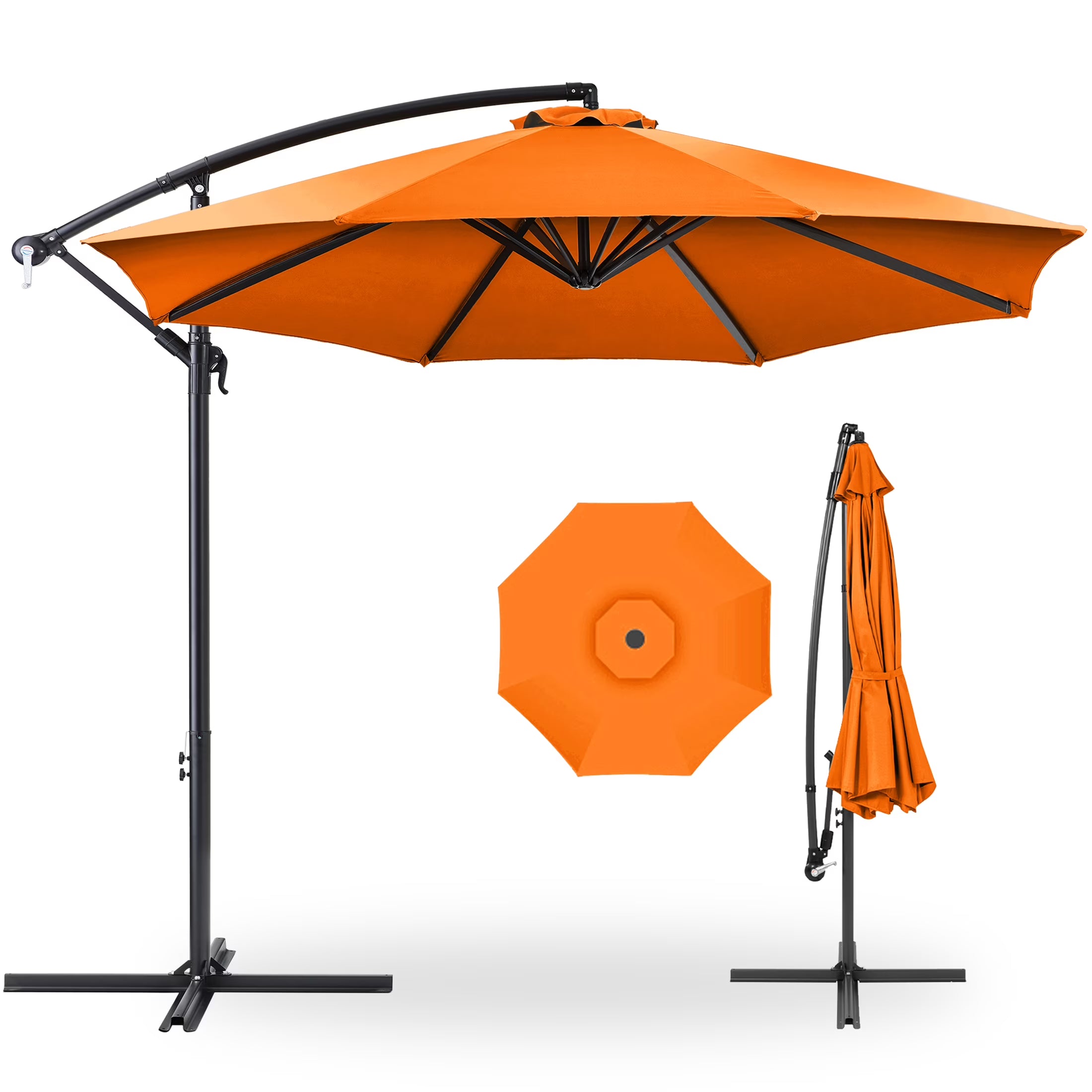 Best Choice Products 10ft Offset Hanging Outdoor Market Patio Umbrella w/ Easy Tilt Adjustment - Tan