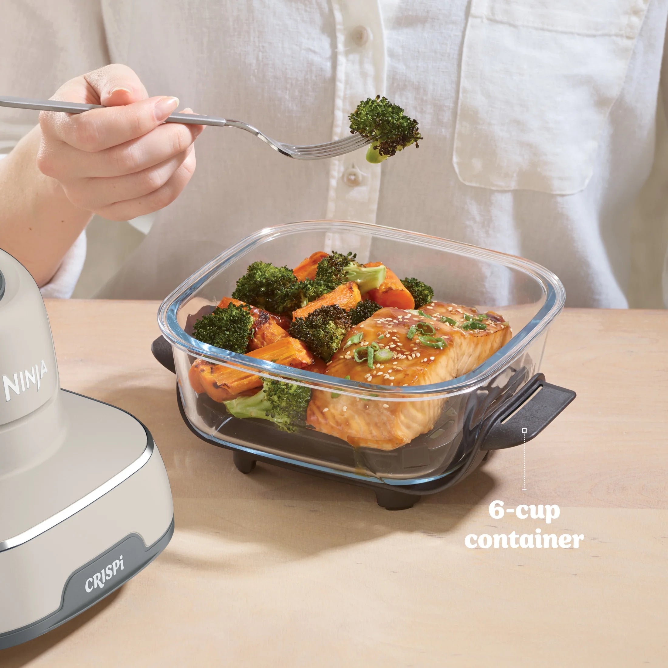 Ninja Crispi 4-in-1 Portable Glass Air Fryer Cooking System, 4-Qt & 6-Cup Containers, Cyberspace