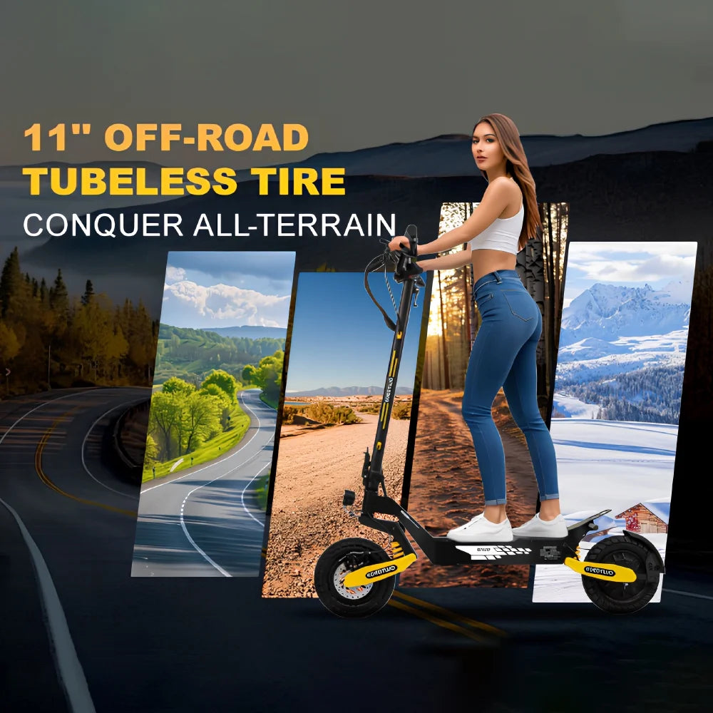 Off Road Electric Scooter for Adults, 1200W Motor Fast E Scooter, Up to 28MPH Top Speed & 20Miles Long Range, 11" Off-Road Tires, 330lbs MAX Load, Foldable