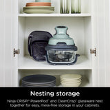 Ninja Crispi 4-in-1 Portable Glass Air Fryer Cooking System, 4-Qt & 6-Cup Containers, Cyberspace