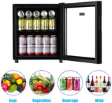 WANAI Compact Beverage Refrigerator, 100 Can Capacity, Glass Door, Black Stainless Steel