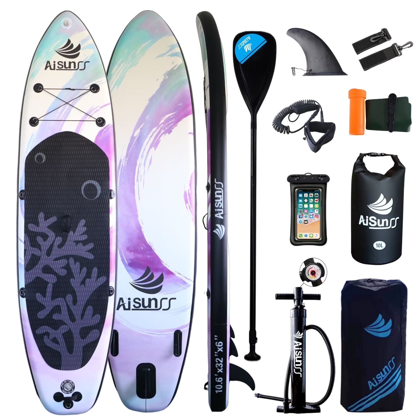 Inflatable Stand Up Paddle Board, 11ft Fishing Paddle Board with SUP Accessories