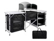 Inch Aluminum Portable Fold-Up Camping Kitchen with Windscreen and 5 Enclosed Cupboards, Cook Station, for BBQ, Camping, Picnic, Backyard