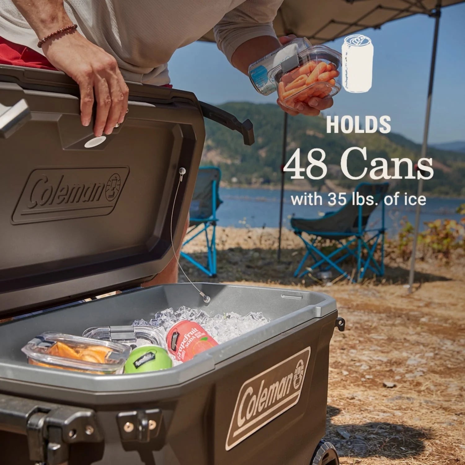 Coleman Convoy Series 65-Quart Hard Cooler with Wheels, up to 48 Cans, Brown Walnut Color